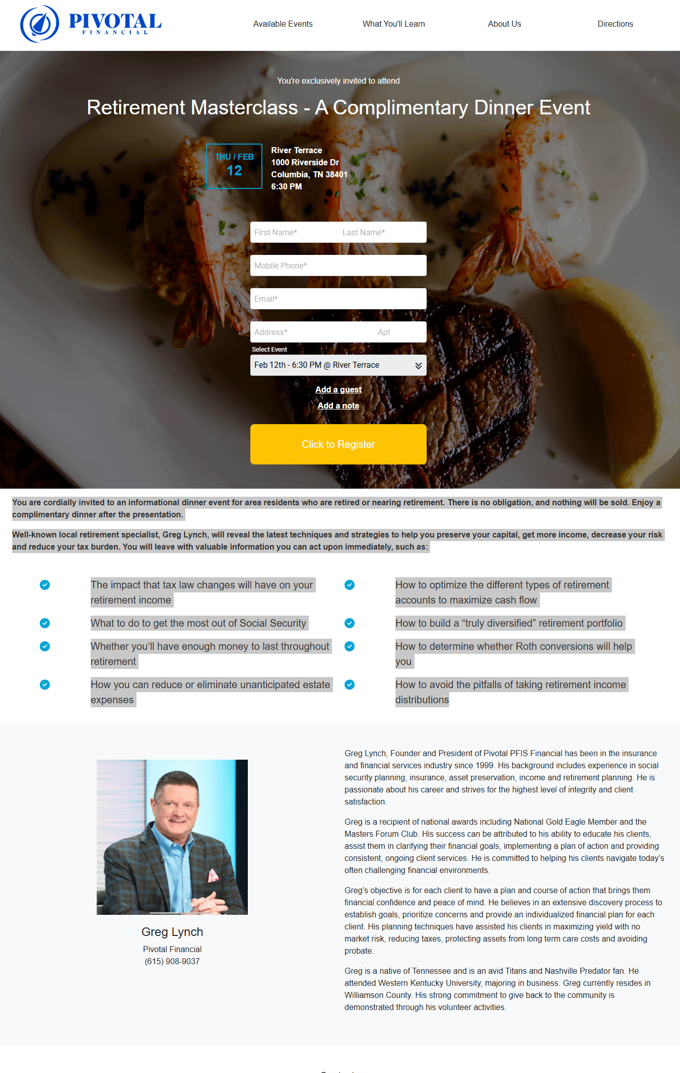 Retirement Masterclass flyer - PFIS Financial